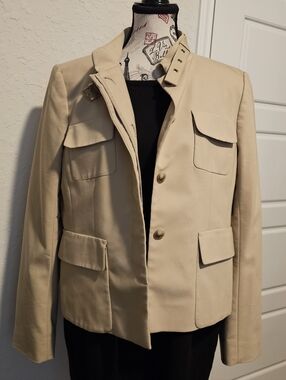 Ann Taylor Beige Women's Military-Style Blazer